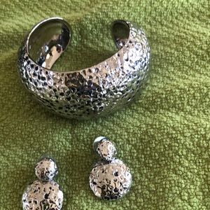 ST JOHN silver metal bracelet and earrings.  Brand NEW, never been worn.